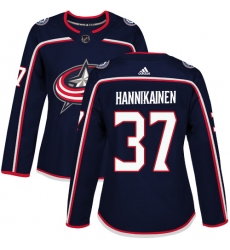 Women's Adidas Columbus Blue Jackets #37 Markus Hannikainen Premier Navy Blue Home NHL Jersey
