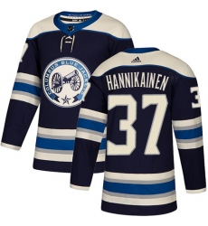 Youth Adidas Columbus Blue Jackets #37 Markus Hannikainen Authentic Navy Blue Alternate NHL Jersey