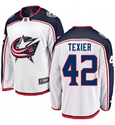Men's Columbus Blue Jackets #42 Alexandre Texier Fanatics Branded White Away Breakaway NHL Jersey
