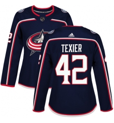 Women's Adidas Columbus Blue Jackets #42 Alexandre Texier Premier Navy Blue Home NHL Jersey