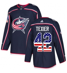 Youth Adidas Columbus Blue Jackets #42 Alexandre Texier Authentic Navy Blue USA Flag Fashion NHL Jersey