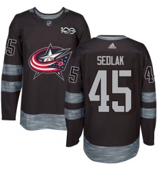 Men's Adidas Columbus Blue Jackets #45 Lukas Sedlak Premier Black 1917-2017 100th Anniversary NHL Jersey