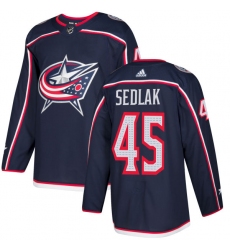Youth Adidas Columbus Blue Jackets #45 Lukas Sedlak Authentic Navy Blue Home NHL Jersey