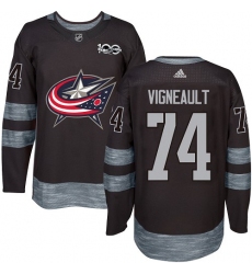 Men's Adidas Columbus Blue Jackets #74 Sam Vigneault Premier Black 1917-2017 100th Anniversary NHL Jersey