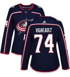 Women's Adidas Columbus Blue Jackets #74 Sam Vigneault Premier Navy Blue Home NHL Jersey