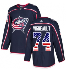 Youth Adidas Columbus Blue Jackets #74 Sam Vigneault Authentic Navy Blue USA Flag Fashion NHL Jersey