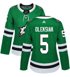 Women's Adidas Dallas Stars #5 Jamie Oleksiak Premier Green Home NHL Jersey