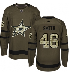Youth Adidas Dallas Stars #46 Gemel Smith Authentic Green Salute to Service NHL Jersey