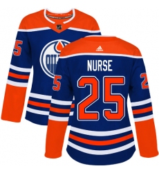 Women's Adidas Edmonton Oilers #25 Darnell Nurse Authentic Royal Blue Alternate NHL Jersey