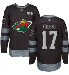 Men's Adidas Minnesota Wild #17 Marcus Foligno Premier Black 1917-2017 100th Anniversary NHL Jersey