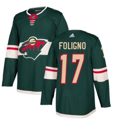 Youth Adidas Minnesota Wild #17 Marcus Foligno Premier Green Home NHL Jersey