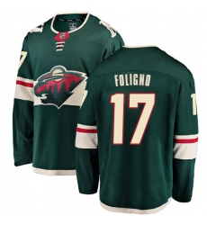 Youth Minnesota Wild #17 Marcus Foligno Authentic Green Home Fanatics Branded Breakaway NHL Jersey