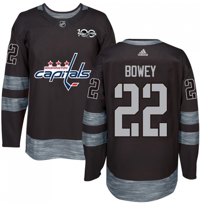 Men's Adidas Washington Capitals #22 Madison Bowey Authentic Black 1917-2017 100th Anniversary NHL Jersey