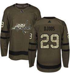 Youth Adidas Washington Capitals #29 Christian Djoos Authentic Green Salute to Service NHL Jersey