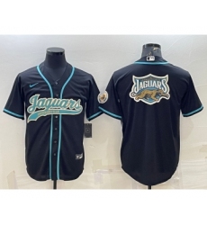 Men's Jacksonville Jaguars Black Team Big Logo With Patch Cool Base Stitched Baseball Jersey