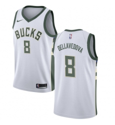 Men's Nike Milwaukee Bucks #8 Matthew Dellavedova Authentic White Home NBA Jersey - Association Edition