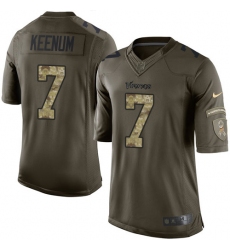 Men's Nike Minnesota Vikings #7 Case Keenum Limited Green Salute to Service NFL Jersey