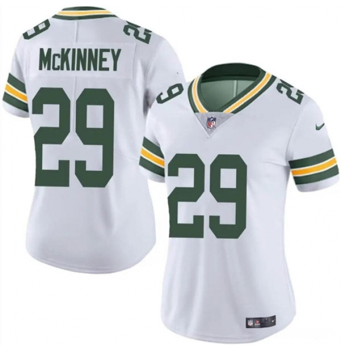Women's Green Bay Packers #29 Xavier McKinney White Vapor Limited Football Stitched Jersey(Run Small)