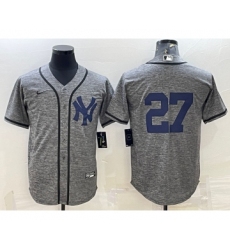 Men's New York Yankees #27 Giancarlo Stanton No Name Grey Gridiron Cool Base Stitched Jerseys