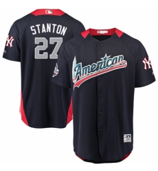 Youth Majestic New York Yankees #27 Giancarlo Stanton Game Navy Blue American League 2018 MLB All-Star MLB Jersey