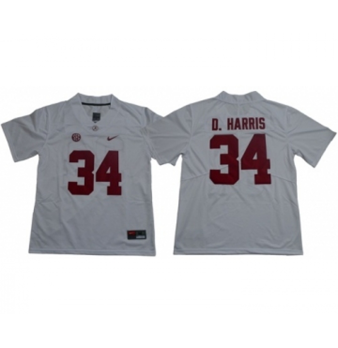 Crimson Tide #34 Damien Harris White Limited Stitched NCAA Jersey