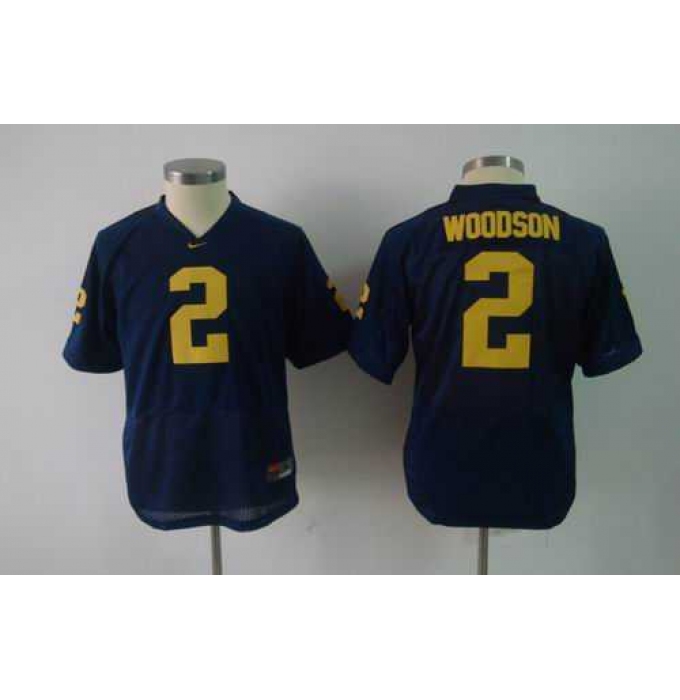 youth NCAA Michigan Wolverines 2 WOODSON blue football jerseys