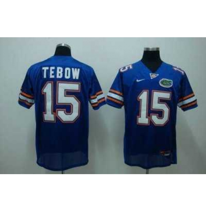 Gators #15 Tim Tebow Blue Embroidered NCAA Jersey
