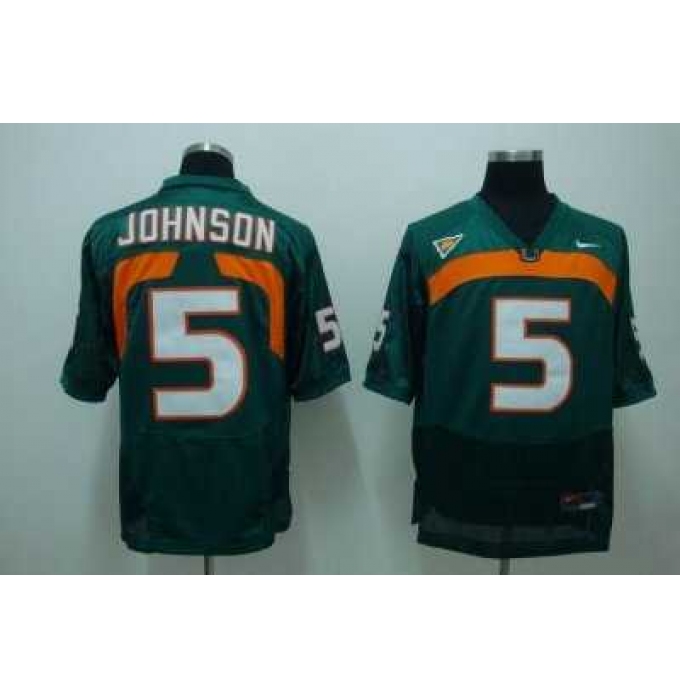 Hurricanes #5 Andre Johnson Green Embroidered NCAA Jersey