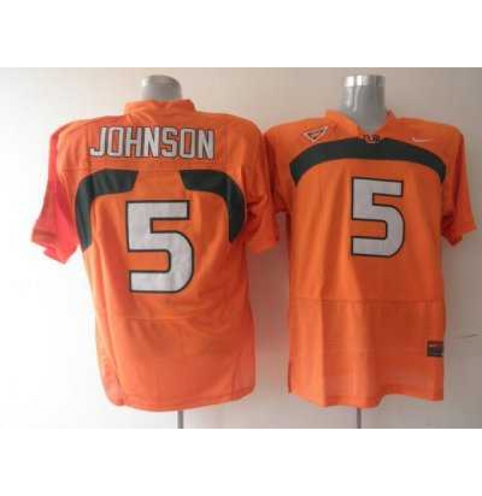Hurricanes #5 Andre Johnson Orange Embroidered NCAA Jerseys