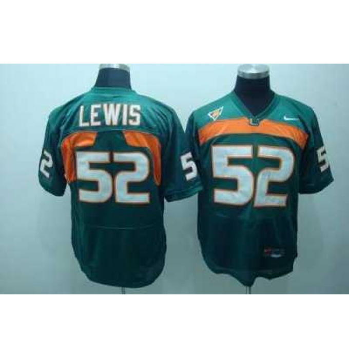 Hurricanes #52 Ray Lewis Green Embroidered NCAA Jerseys
