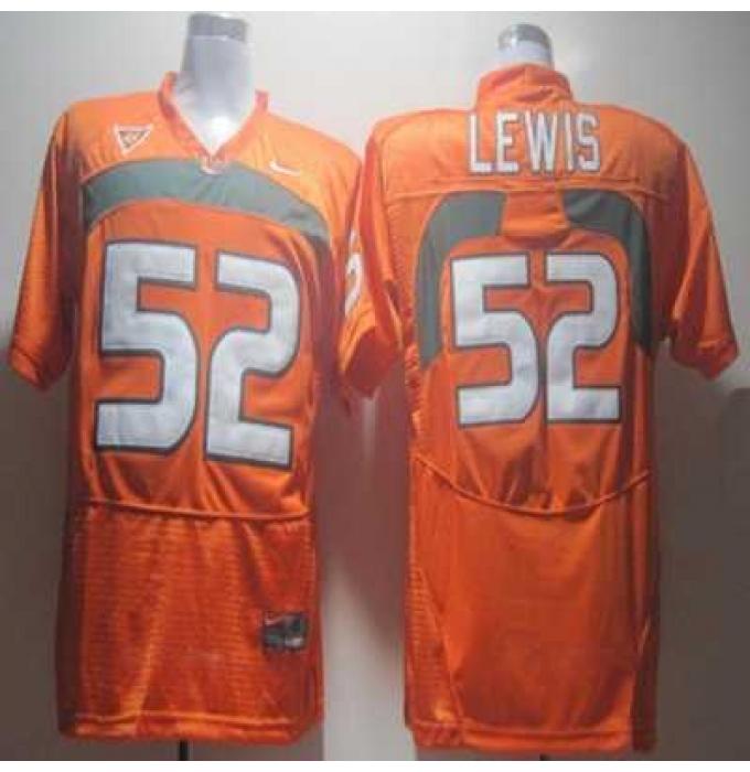 Hurricanes #52 Ray Lewis Orange Embroidered NCAA Jerseys