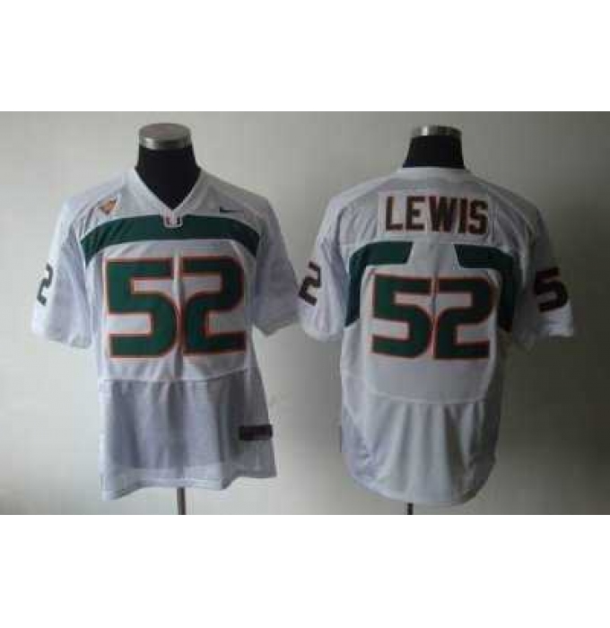 Hurricanes #52 Ray Lewis White Embroidered NCAA Jerseys