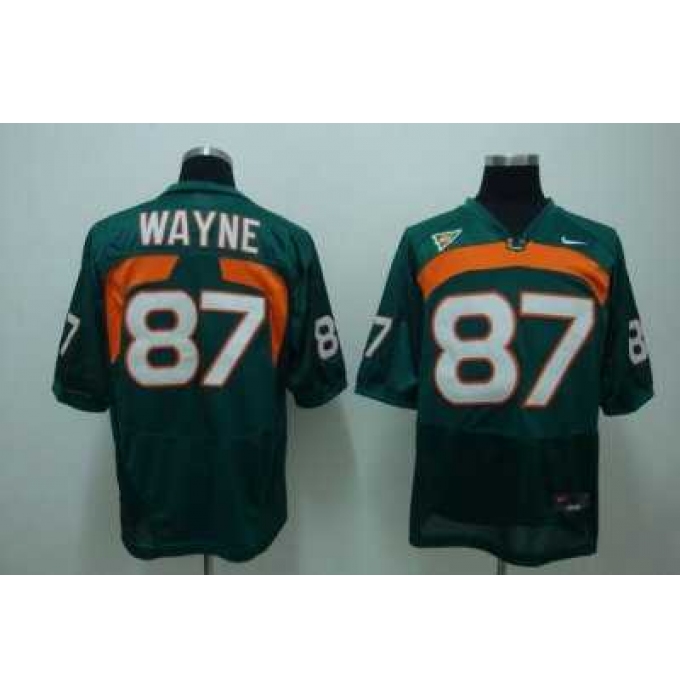 Hurricanes #87 Reggie Wayn Green Embroidered NCAA Jersey