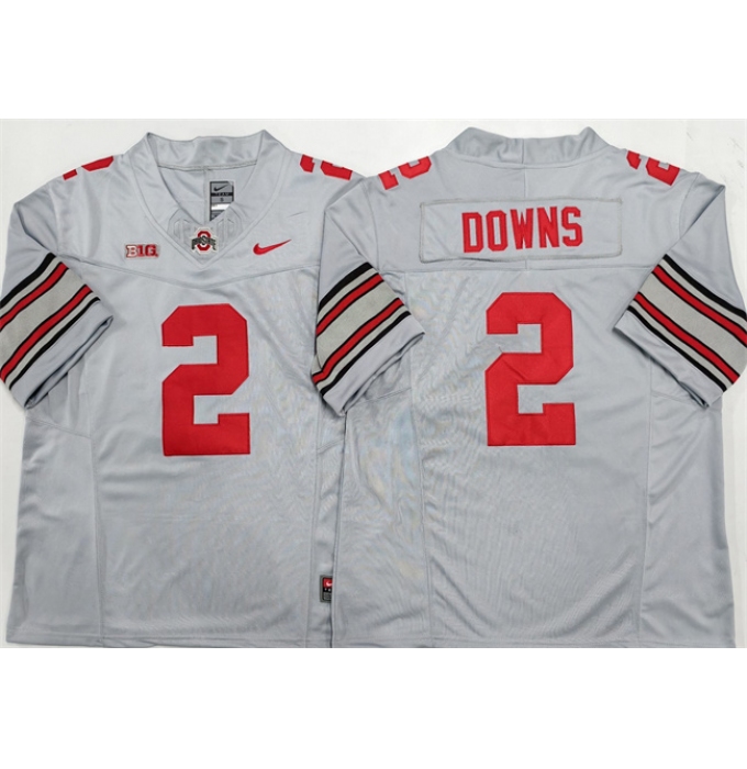 Men's Ohio State Buckeyes #2 Caleb Downs Gray F.U.S.E. Limited Stitched Jersey