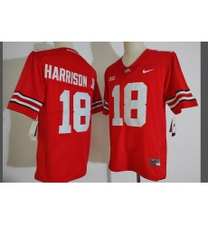 Ohio State Buckeyes #18 Harrison jr Red Scarlet NCAA Football Jersey
