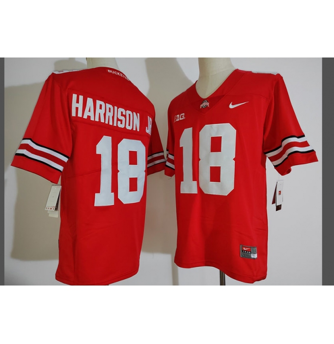 Ohio State Buckeyes #18 Harrison jr Red Scarlet NCAA Football Jersey