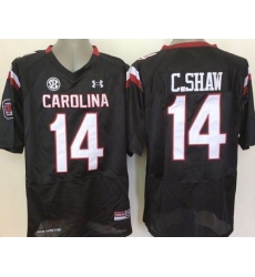 South Carolina Fighting Gamecocks #14 Connor Shaw Black SEC Patch Stitched NCAA Jersey