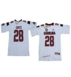Under Armour South Carolina 28 Davis White New Style Jersey with New SEC Patch