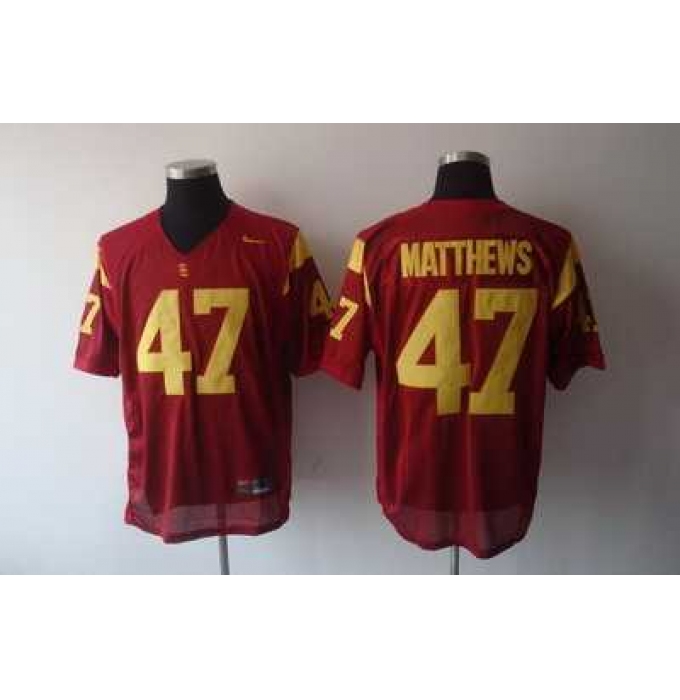 Trojans #47 Red Embroidered NCAA Jersey