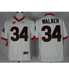 Bulldogs #34 Herschel Walker White Limited SEC Patch Stitched NCAA Jersey