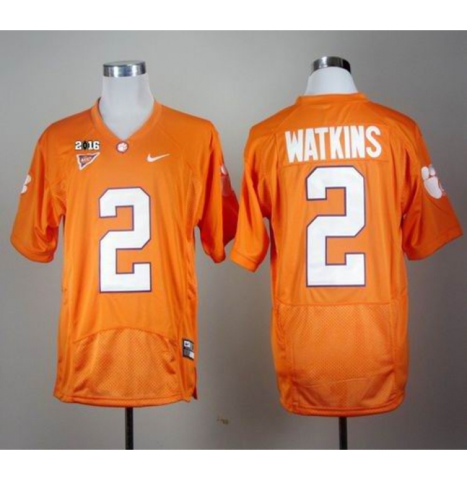 Clemson Tigers#2 Sammy Watkins Orange Pro Combat 2016 College Football Playoff National Championship Patch Stitched NCAA Jersey