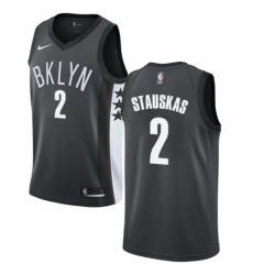 Men's Nike Brooklyn Nets #2 Nik Stauskas Swingman Gray NBA Jersey Statement Edition