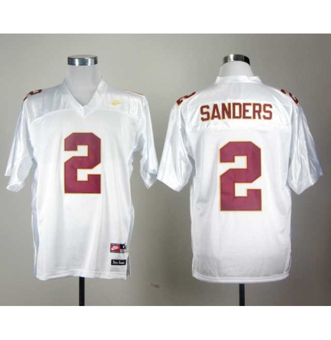 Florida State Seminoles Deion Sanders 2 White College Football Throwback Jersey