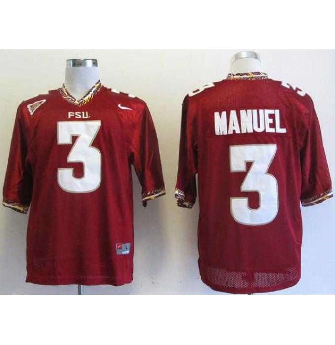 NEW Florida State Seminoles E.J Manuel 3 Red College Football Authentic Jerseys