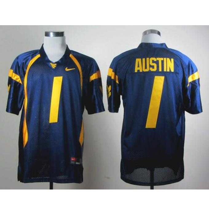 NCAA Nike West Virginia Mountaineers Tavon Austin 1 blue WVU jersey