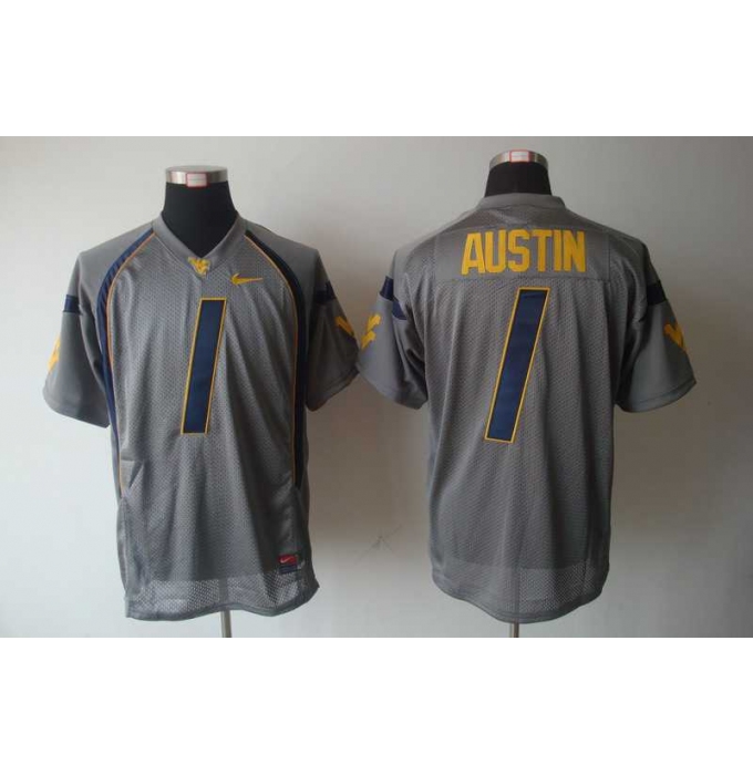 NCAA West Virginia Mountaineers Tavon Austin 1 Grey College Football Jersey
