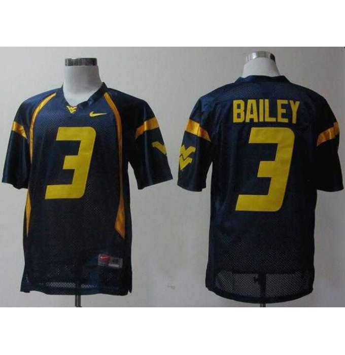 NEW West Virginia Mountaineers Stedman Bailey 3 Blue College Football Jerseys