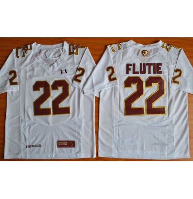 Boston College Eagles #22 Doug Flutie White Authentic Performance Stitched NCAA Jersey