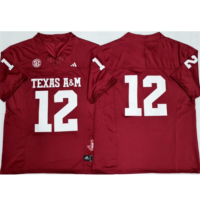 Men's Texas A&M Aggies Lions #12 Premier Strategy Red 2025 F.U.S.E. Stitched Jersey