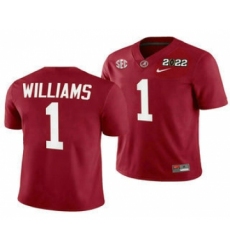 Men's Alabama Crimson Tide #1 Jameson Williams 2022 Patch Red College Football Stitched Jersey